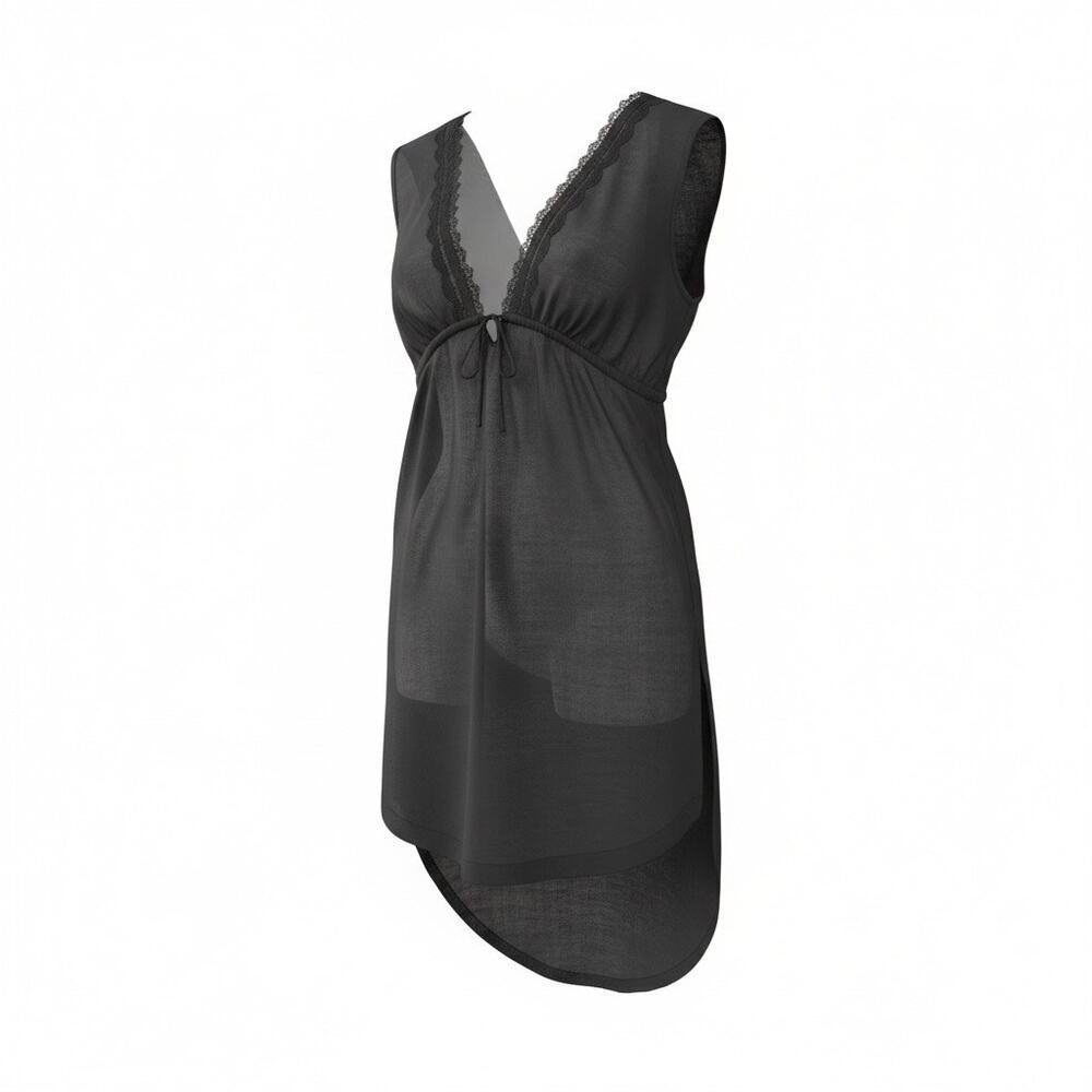 Banana Republic sheer cotton tunic dress black sleeveless vixen boho womens L
